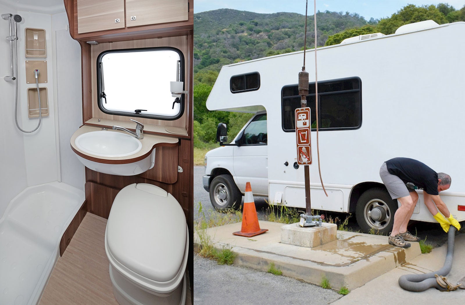 Portable RV/camper toilet and holding tank setup in Taylorville, Illinois